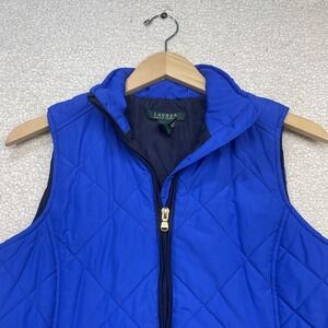 Lauren Ralph Lauren Blue Full Zip Quilted Puffer Vest Women's size Med